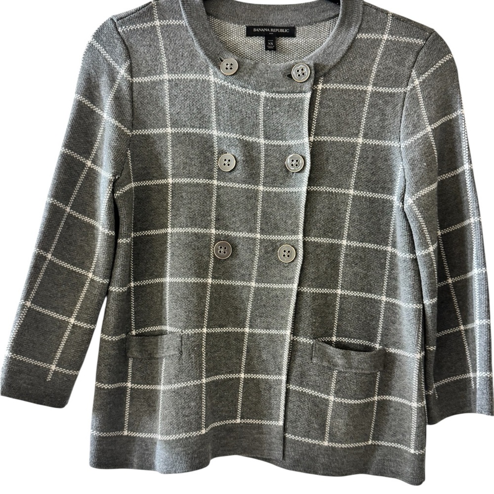 Banana Republic Gray Plaid Suit Jacket size XS excellent condition